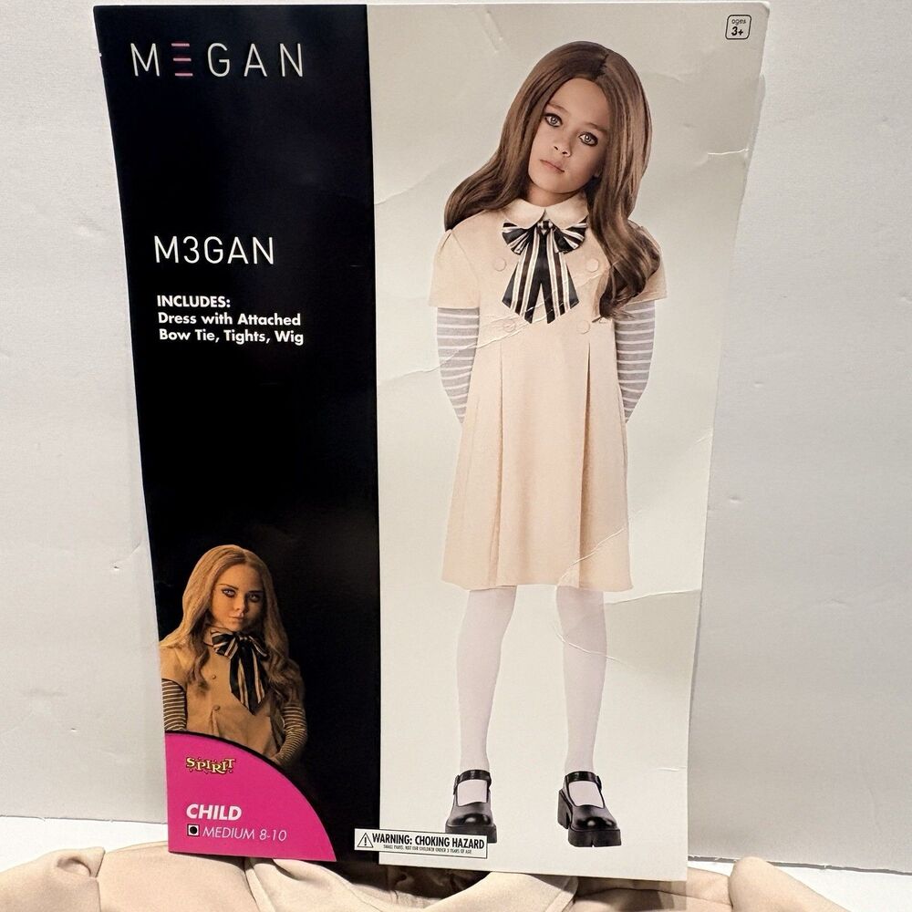 Spirit Halloween Megan Costume Size Medium 8-10 Child With New Wig